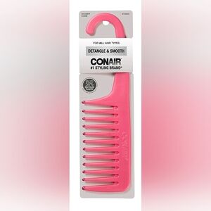 Conair Pink Wide-Tooth Shower Comb with Hook Handle, Detangles – NWT/NIP